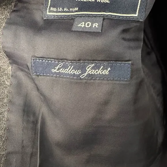 J‎ Crew Grey Ludlow Jacket Size 40R 100% Italian Wool Mens Blazer 3 Button